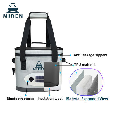 Nueva tendencia Nuevo producto! Bolsa de refrigerador aislada de 24 latas con audio Bluetooth e iluminación ambiental de colores