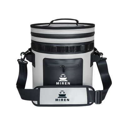 25 Bolsa de refrigerante redonda de color gris oscuro, impermeable y suave, para aventuras al aire libre